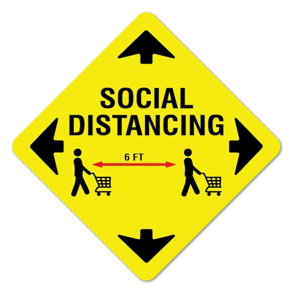 Social Distance 6 Ft Non-Slip Floor Graphic, 11in Vinyl, 3PK, 11 in L, 11 in H, FD-X-11-3PK-99991